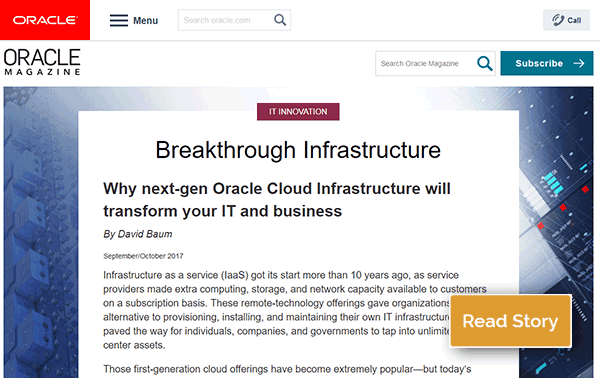 Oracle Magazine mentions CloudBasic DR solution for EZCorp